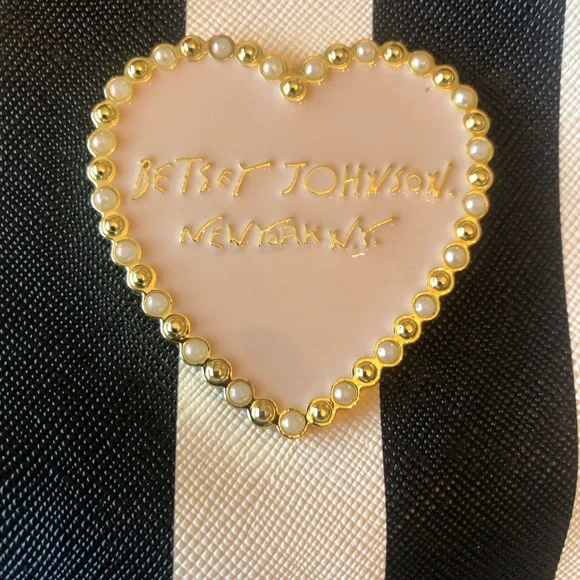 Betsey Johnson Black and White Heart Embellished Backpack - Picture 2 of 12